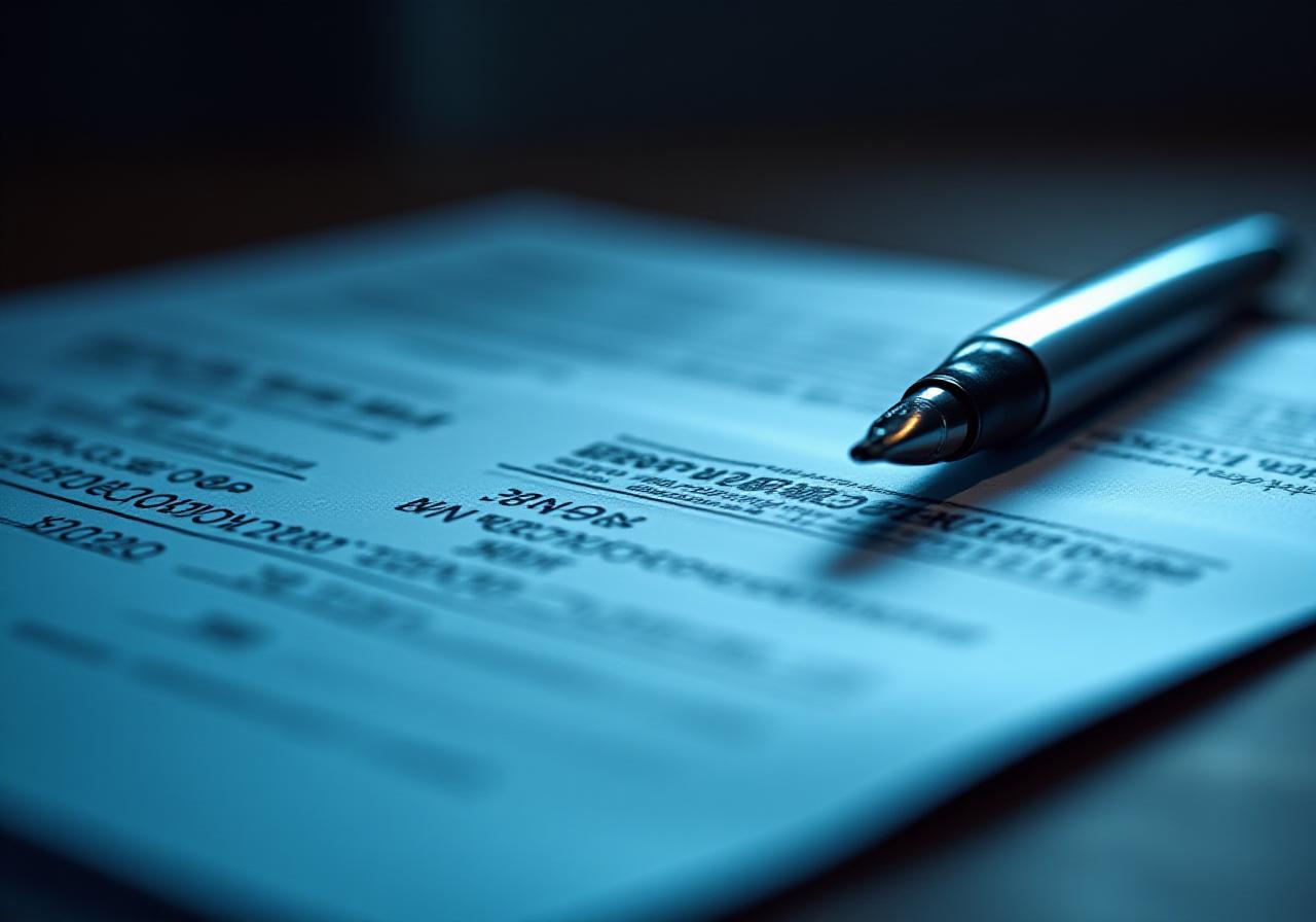 Close up of a logistic contract with a professional pen