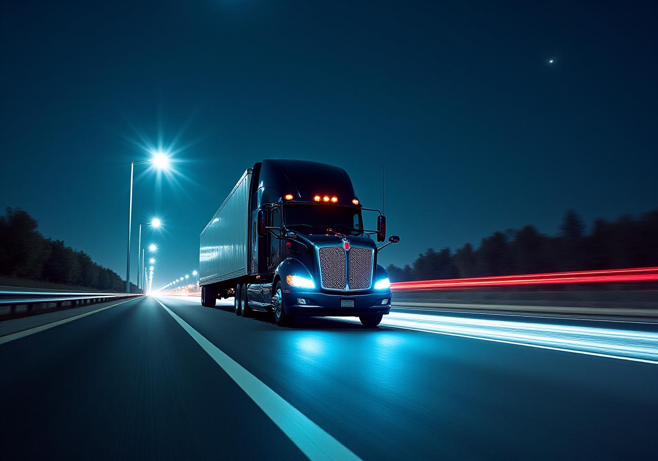 Modern commercial truck on the highway