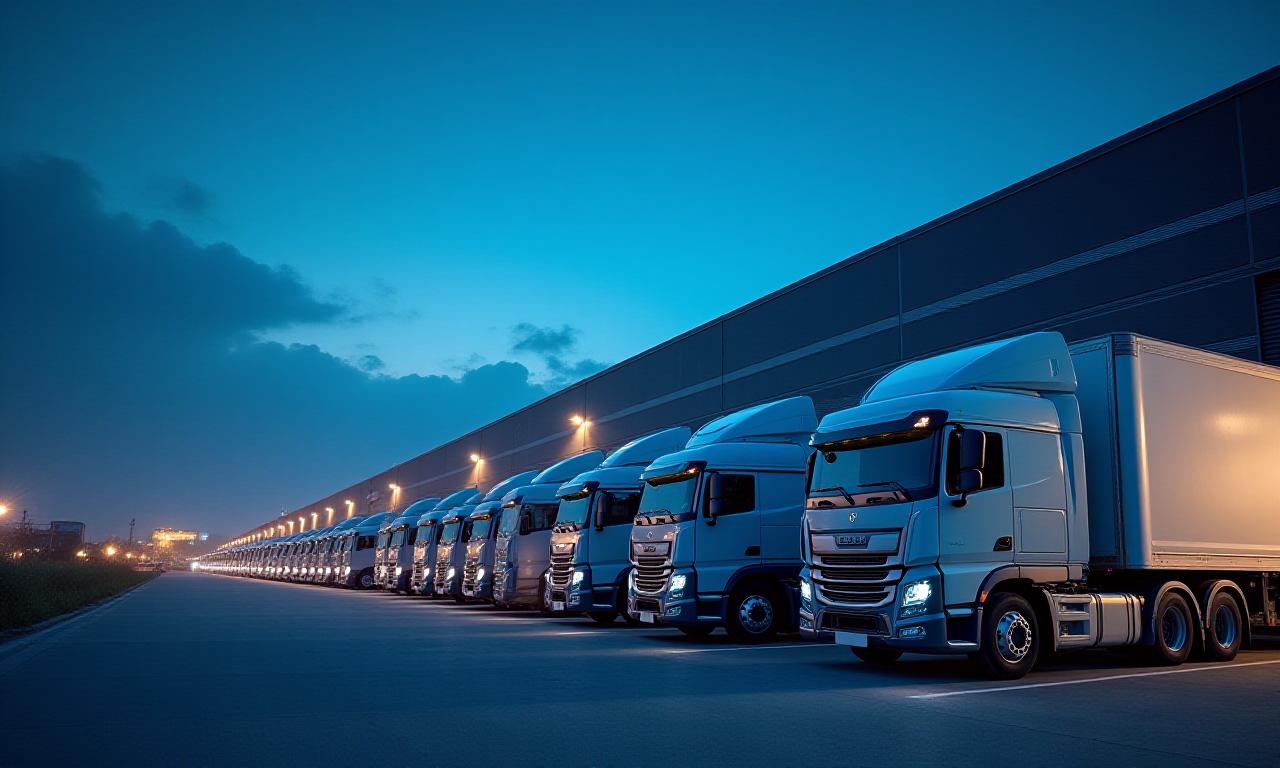 Logistics distribution hub at dusk